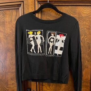 Alice + Olivia Cropped Bedazzled Sweater